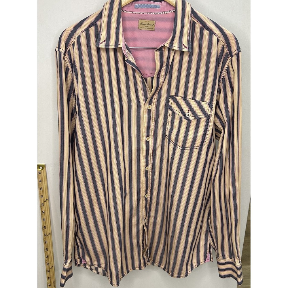 Tommy Bahama Men's Striped Button Down Shirt Large Long Sleeve Casual 100%cotton